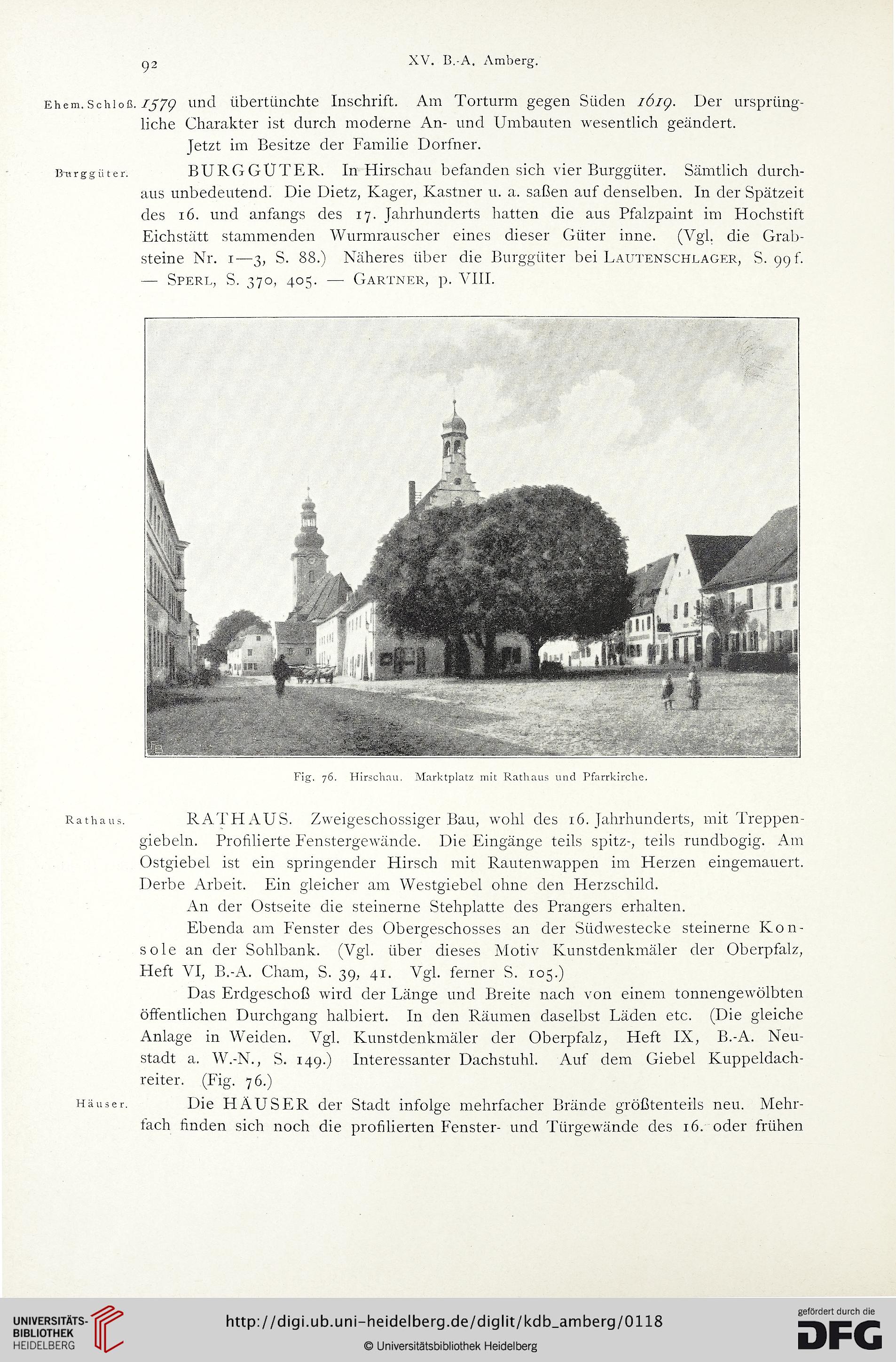 Historische Zeichnung von Hirschau, 1908